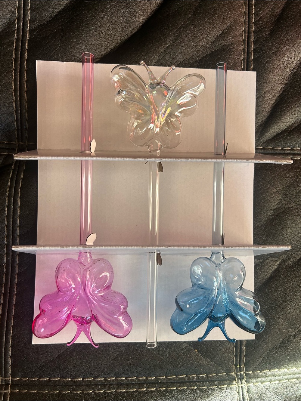 Glass butterfly watering globes